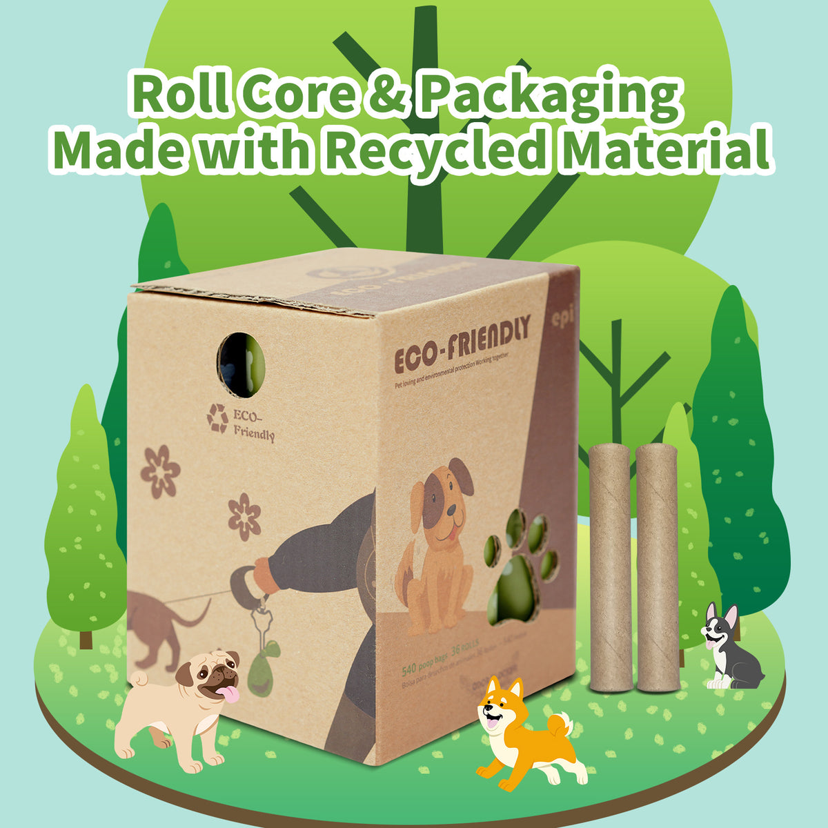Biodegradable Dog Poop Bags with Dispenser Box