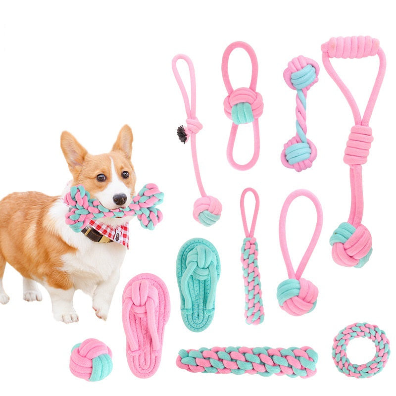 Cotton Knot Rope Dog Chew Toy Set