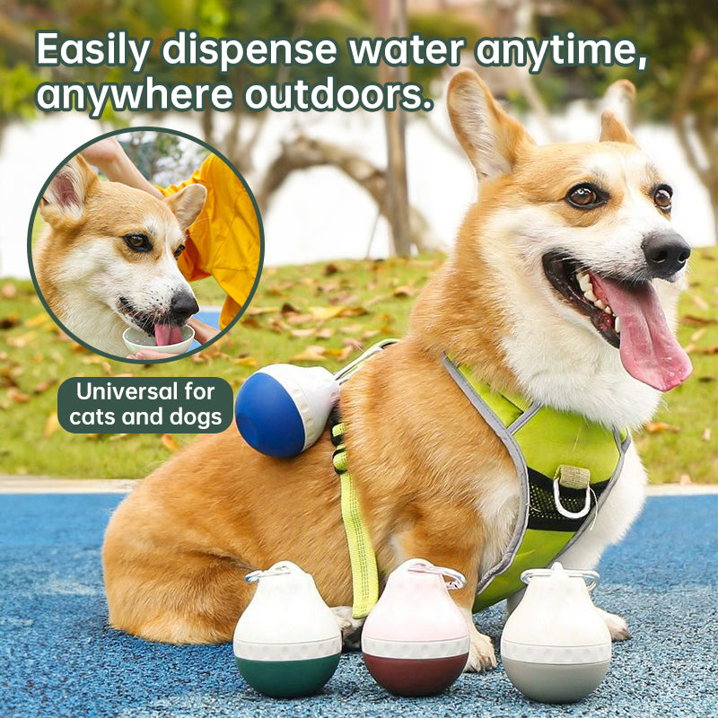 Tear-Drop Pet Water Bottle with Bowl — Hiking & Travel