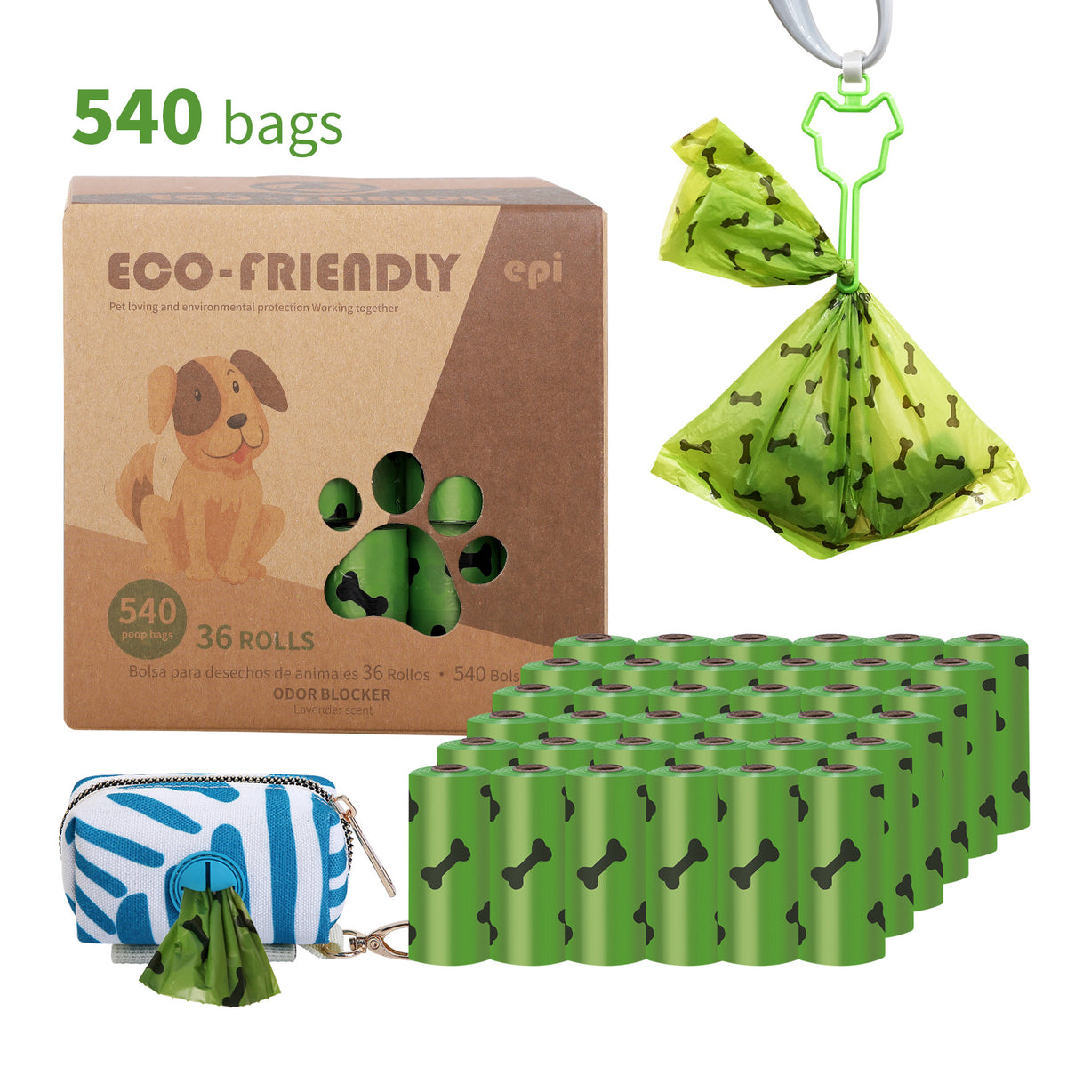 Biodegradable Dog Poop Bags with Dispenser Box