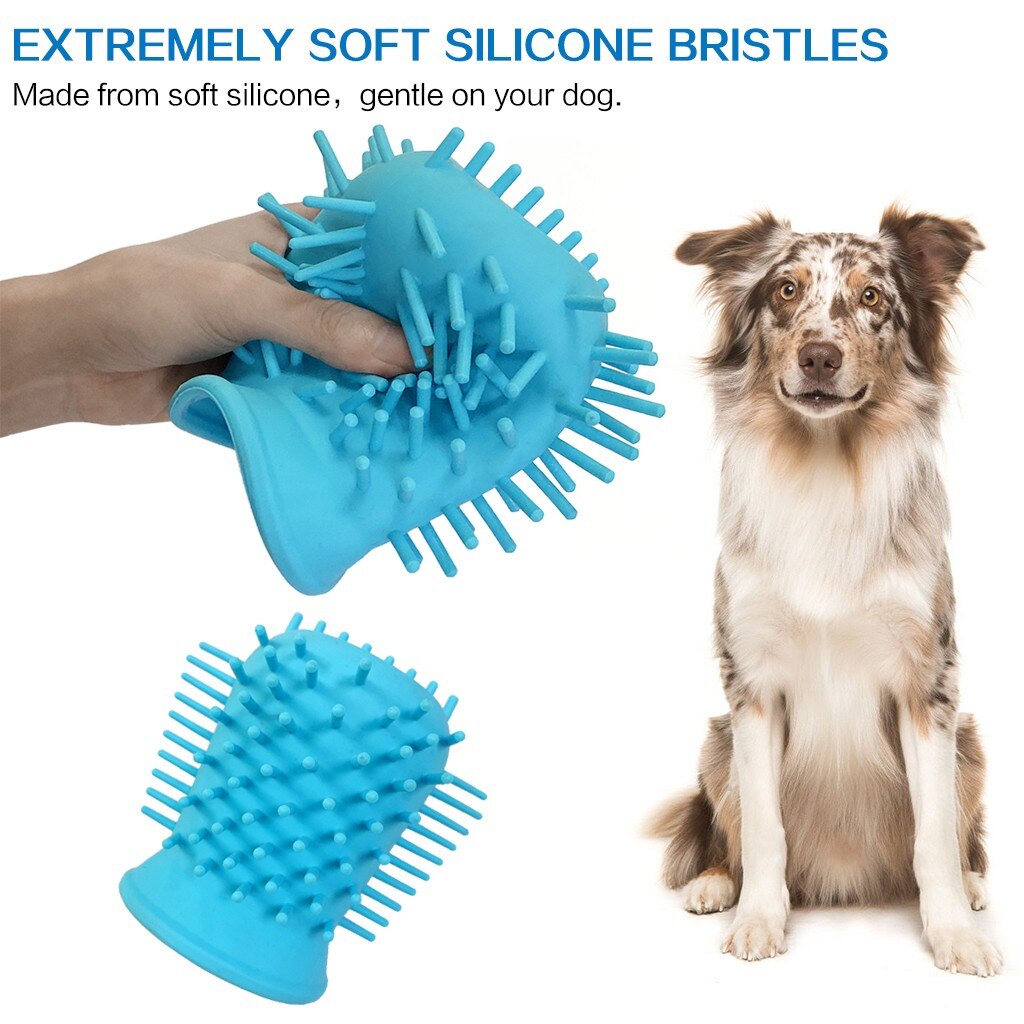 Dog Paw Cleaner Cup with Grooming Brush