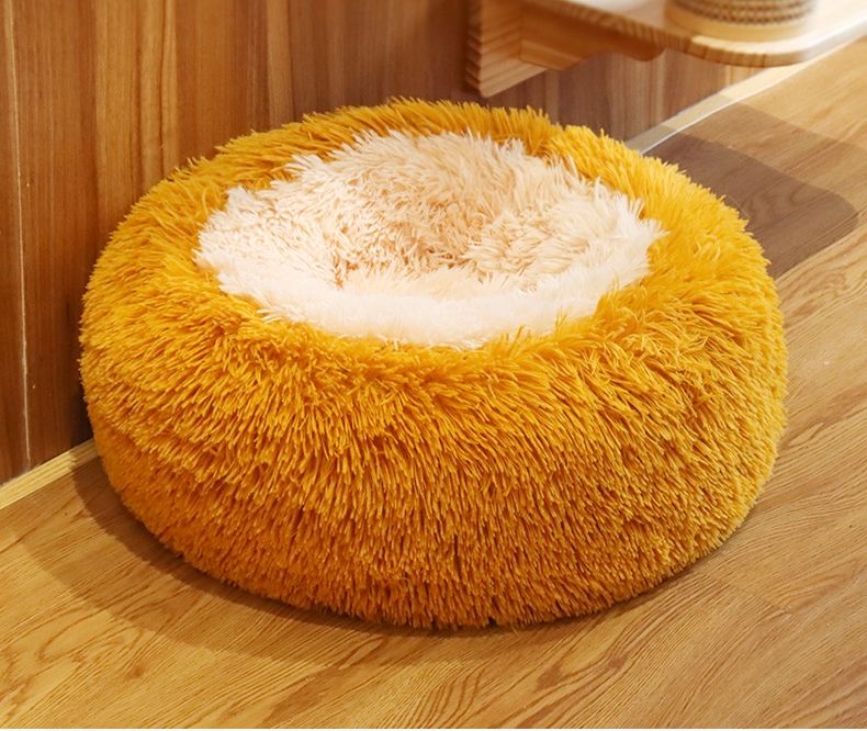Round Plush Pet Bed for Cats & Small Dogs