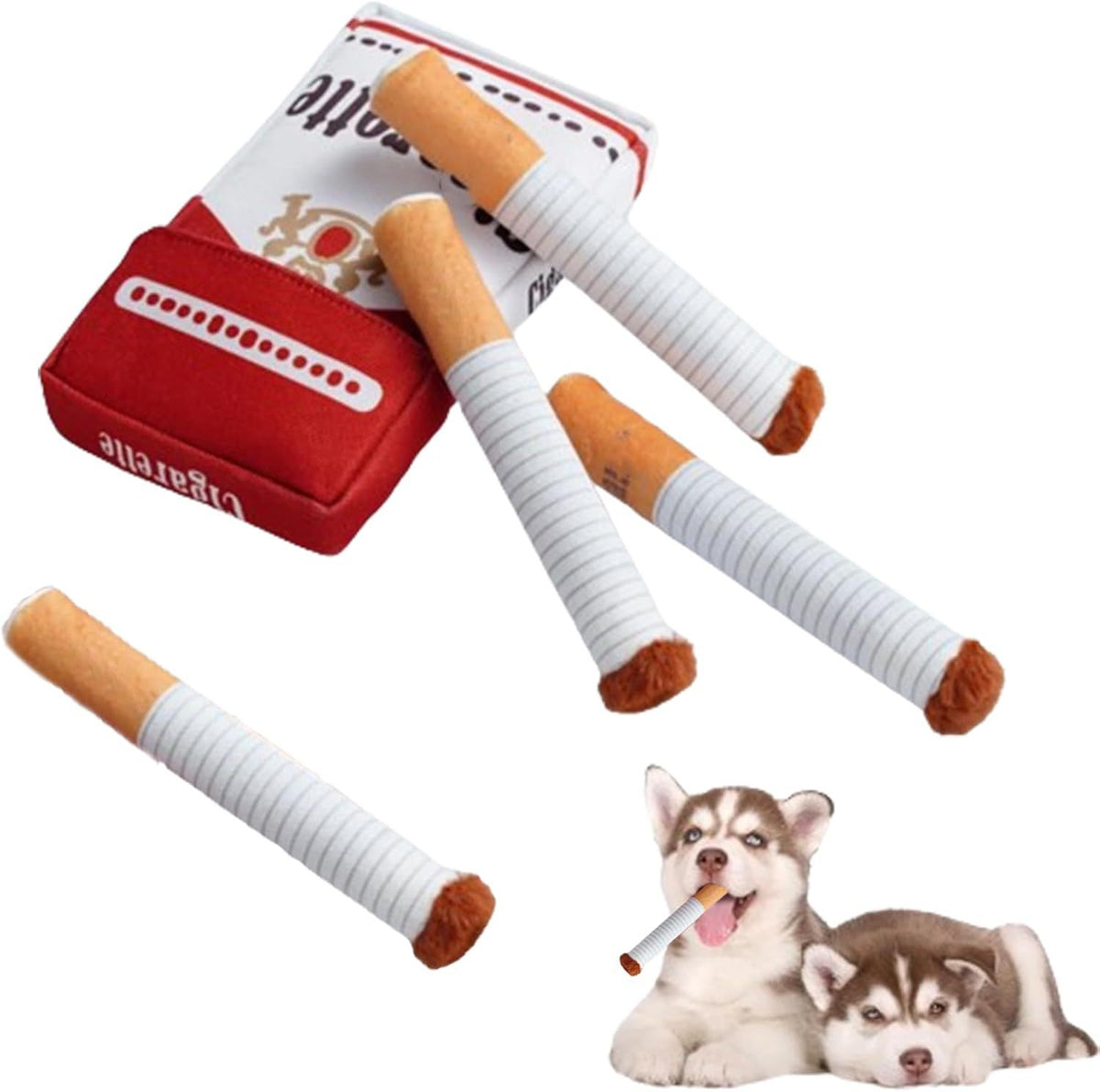 Squeaky Cigarette Plush Dog Toy