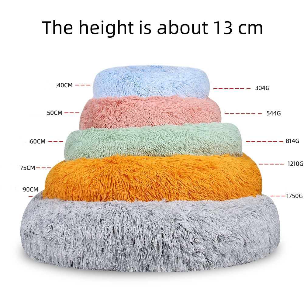 Round Plush Pet Bed for Cats & Small Dogs
