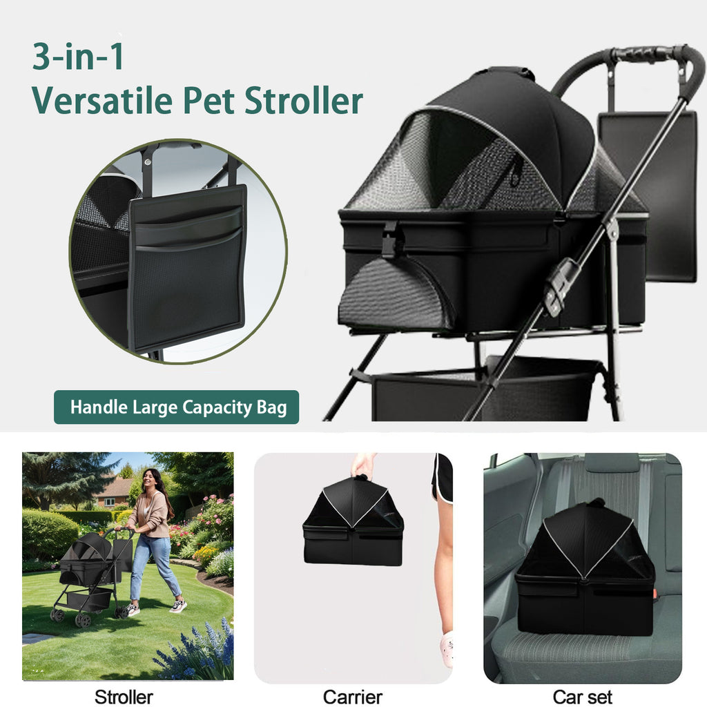 2-in-1 Foldable Pet Stroller & Car Seat (Deluxe)