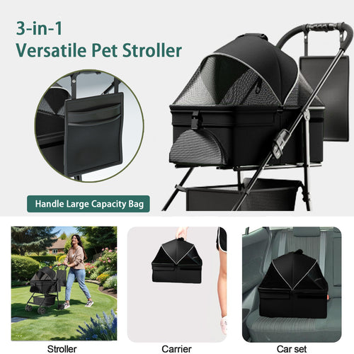 2-in-1 Foldable Pet Stroller & Car Seat (Deluxe)