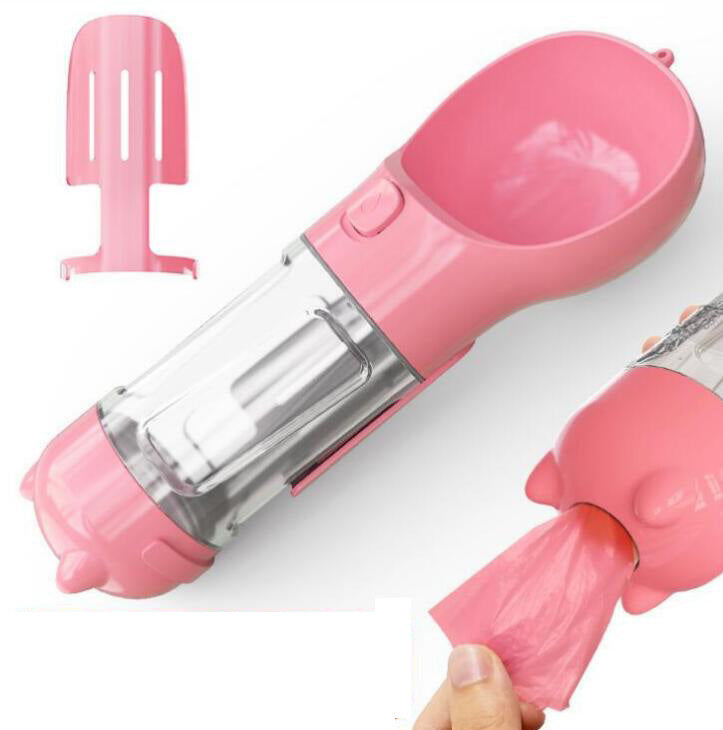 Pet Water Bottle & Poop Bag Dispenser Combo