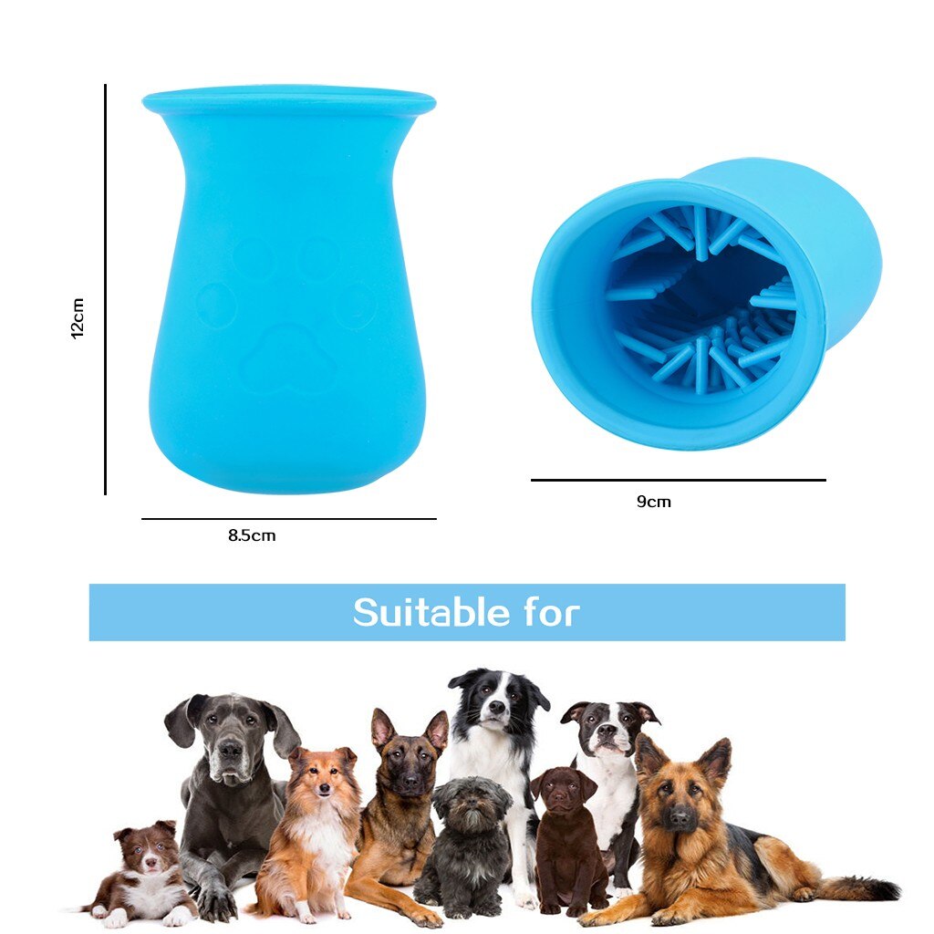 Dog Paw Cleaner Cup with Grooming Brush