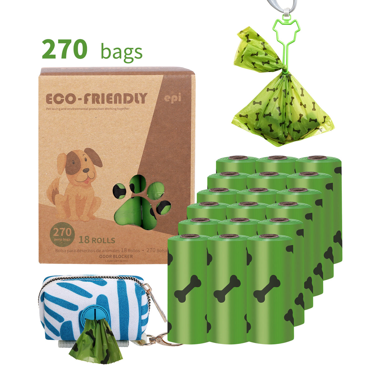 Biodegradable Dog Poop Bags with Dispenser Box