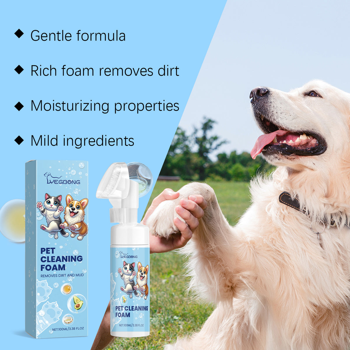 Pet Paw Foam Cleaner for Dogs & Cats