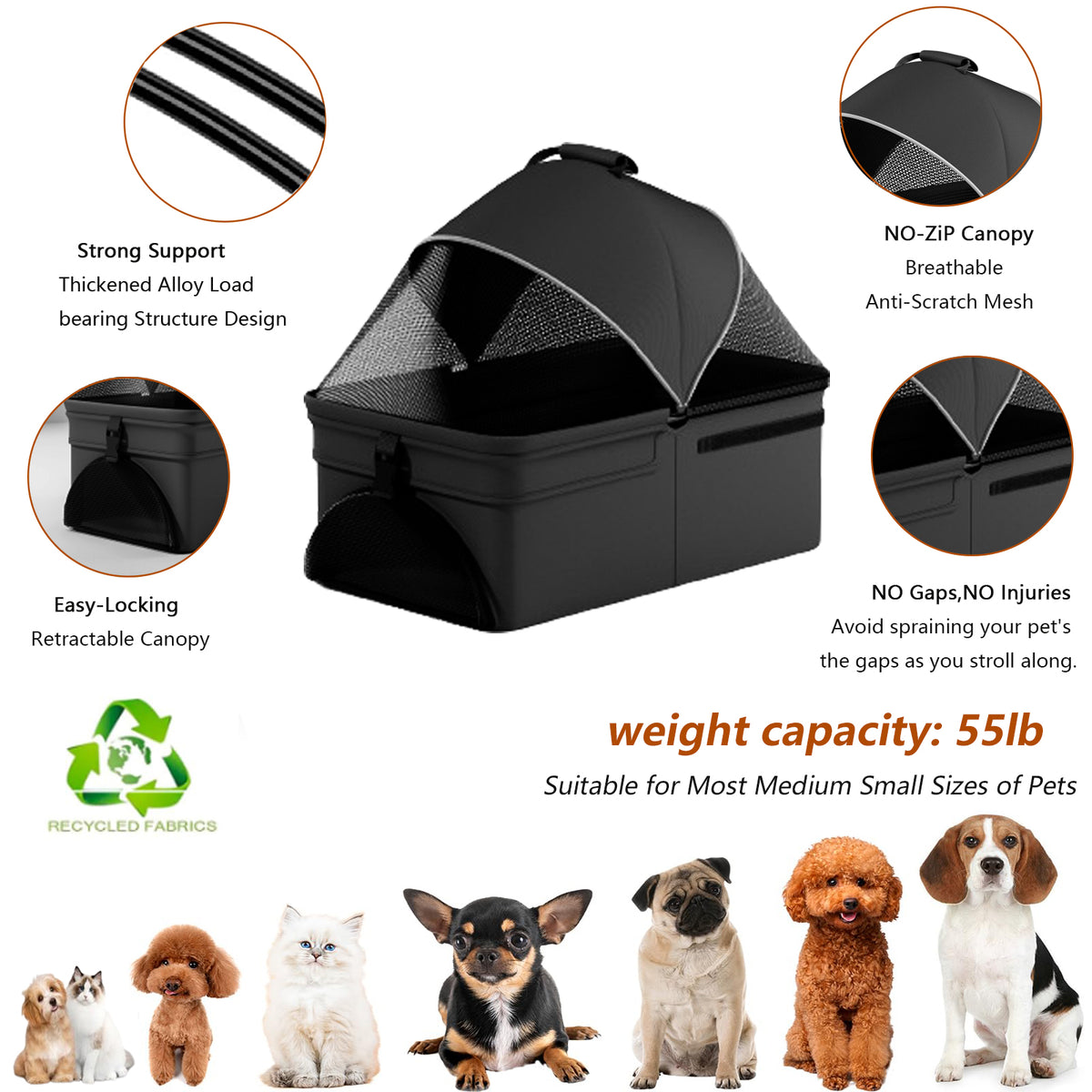 2-in-1 Foldable Pet Stroller & Car Seat