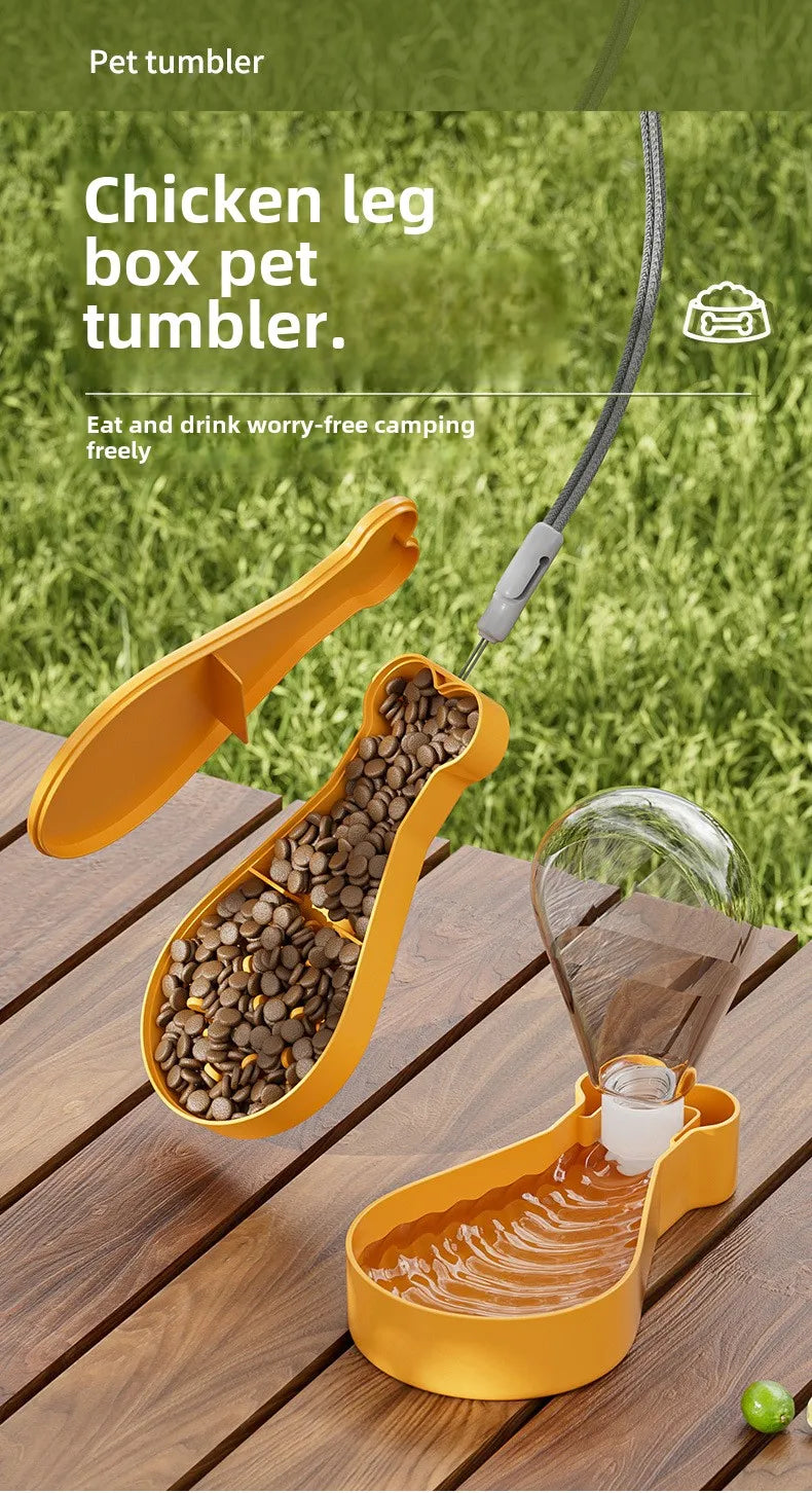 2-Layer Dog Travel Water Bottle & Feeder