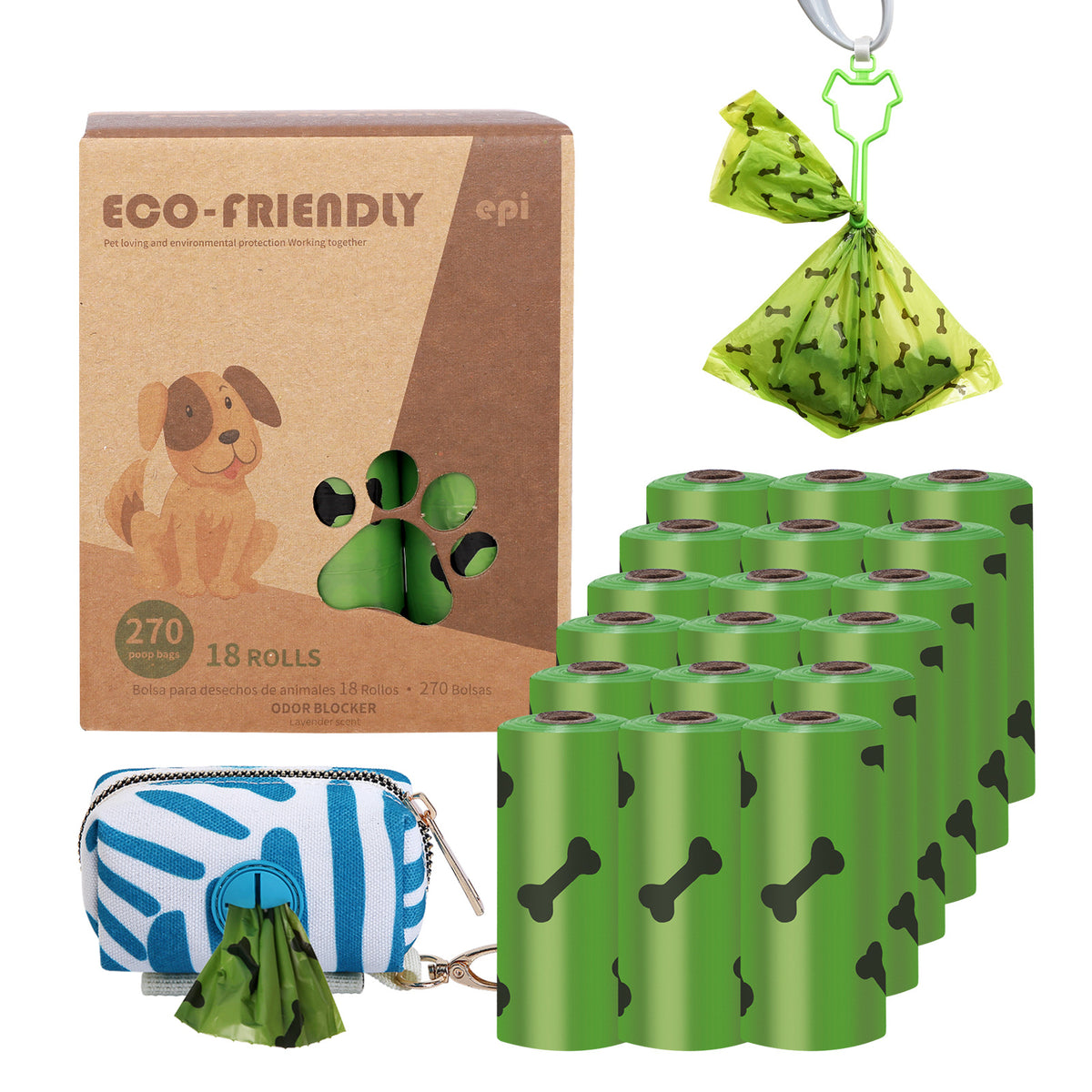 Biodegradable Dog Poop Bags with Dispenser Box