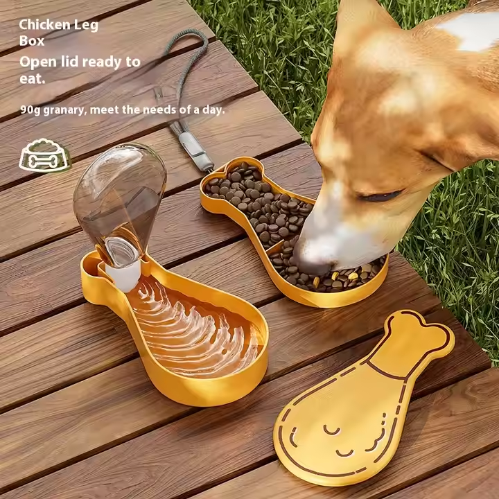 2-Layer Dog Travel Water Bottle & Feeder