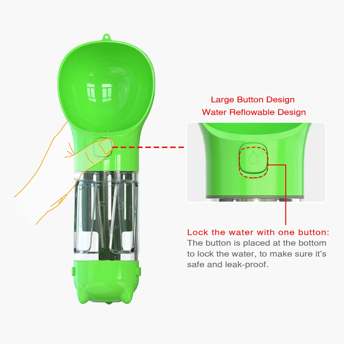 Pet Water Bottle & Poop Bag Dispenser Combo