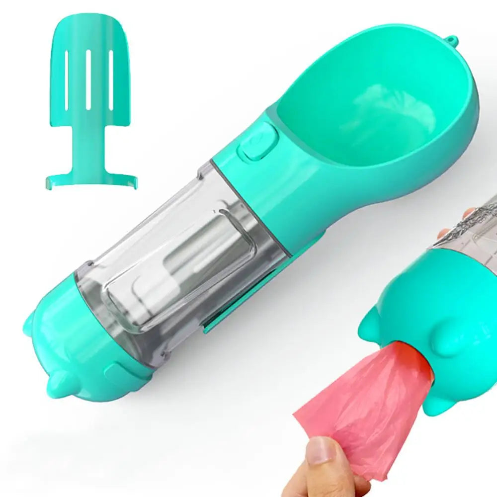 Pet Water Bottle & Poop Bag Dispenser Combo