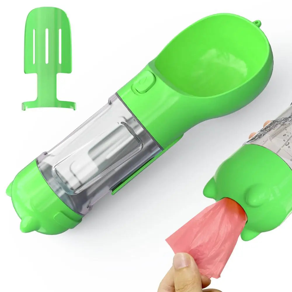 Pet Water Bottle & Poop Bag Dispenser Combo