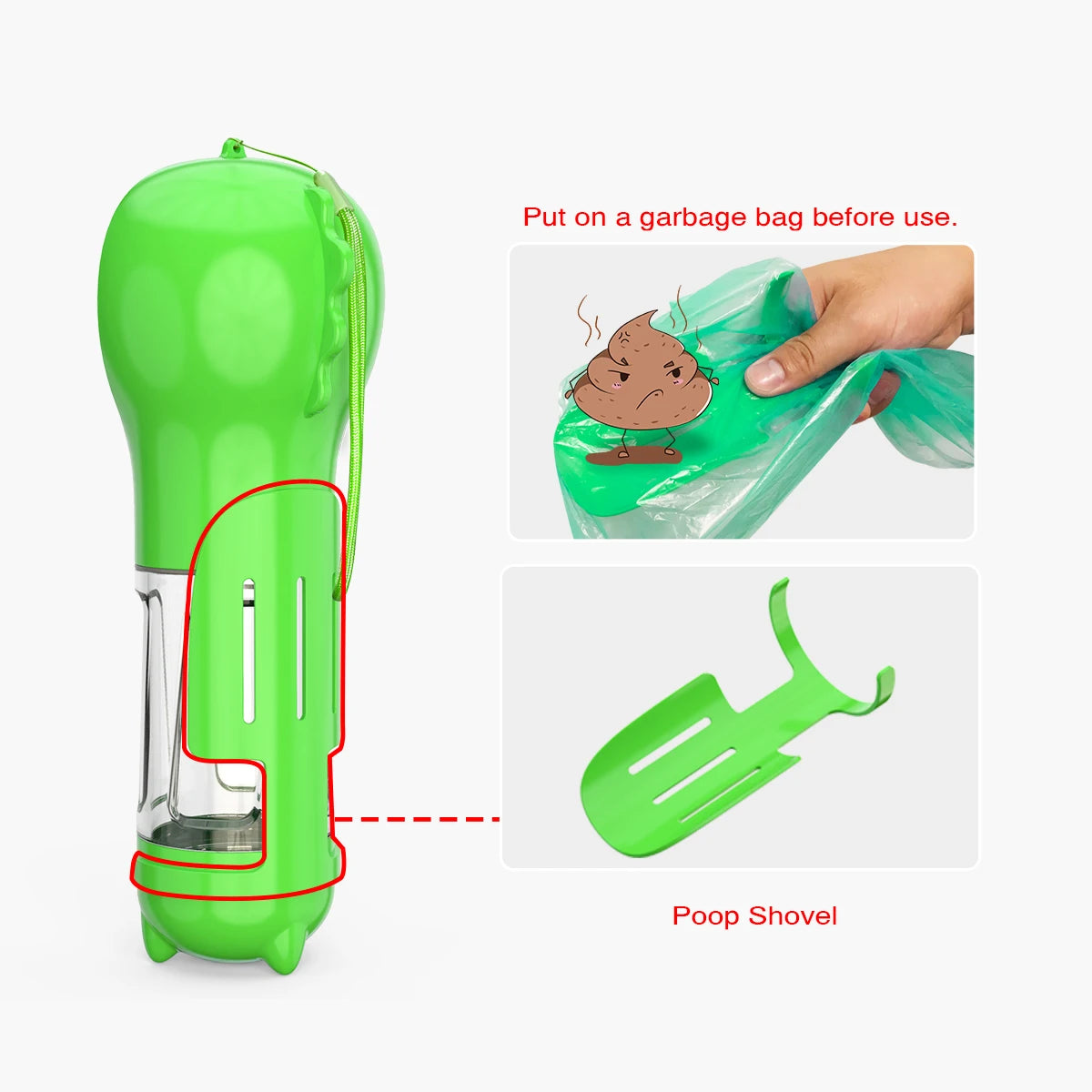 Pet Water Bottle & Poop Bag Dispenser Combo