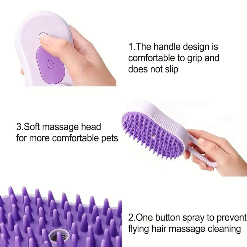 Electric Steam Grooming Brush for Cats & Dogs