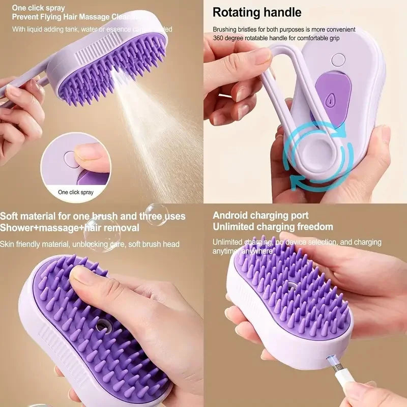 Electric Steam Grooming Brush for Cats & Dogs